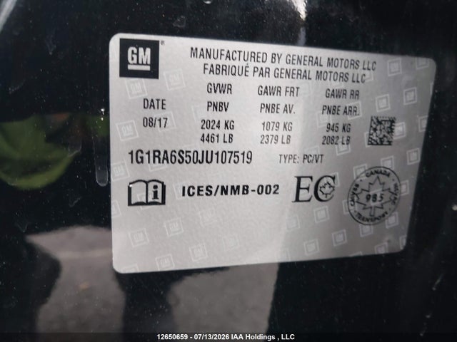 Chevrolet VOLT LT 2018 1G1RA6S50JU107519 Image 9