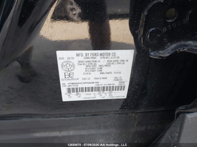 Продаж на аукціоні авто 2023 Ford Explorer Platinum, vin: 1FM5K8HC5PGA98100, номер лоту: 12650670