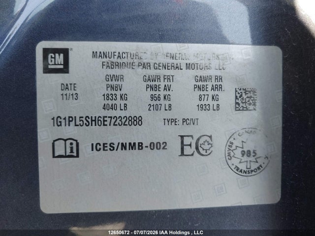 Aukcja sprzedaży 2014 Chevrolet Cruze Ls, vin: 1G1PL5SH6E7232888, numer aukcji: 12650672