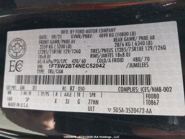Ford F250 Super Duty 2022 1FT8W2BT4NEC52042 Image 19