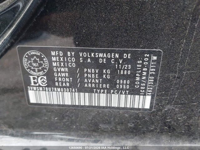 Aukcja sprzedaży 2024 Volkswagen Jetta Comfortline, vin: 3VWSM7BU7RM030741, numer aukcji: 12650690