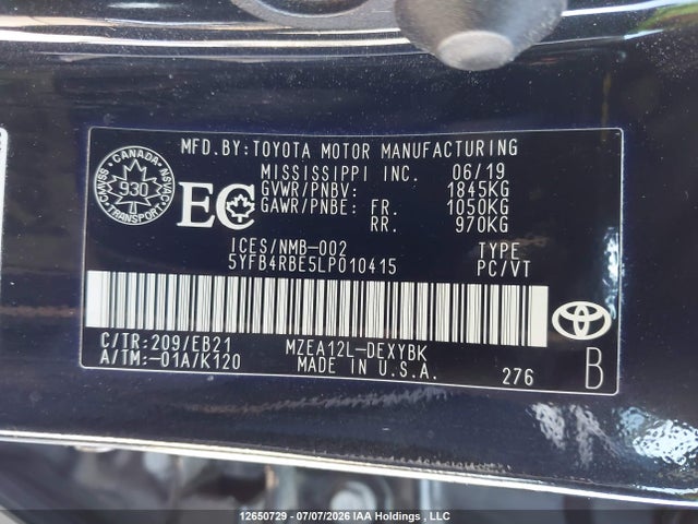 Toyota Corolla Xse 2020 5YFB4RBE5LP010415 Image 9