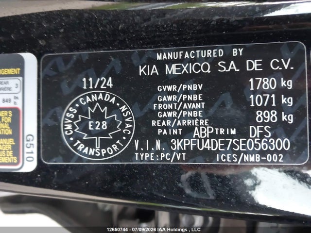 2025 Kia K4 Ex/ex+ მანქანა იყიდება აუქციონზე, vin: 3KPFU4DE7SE056300, აუქციონის ნომერი: 12650744