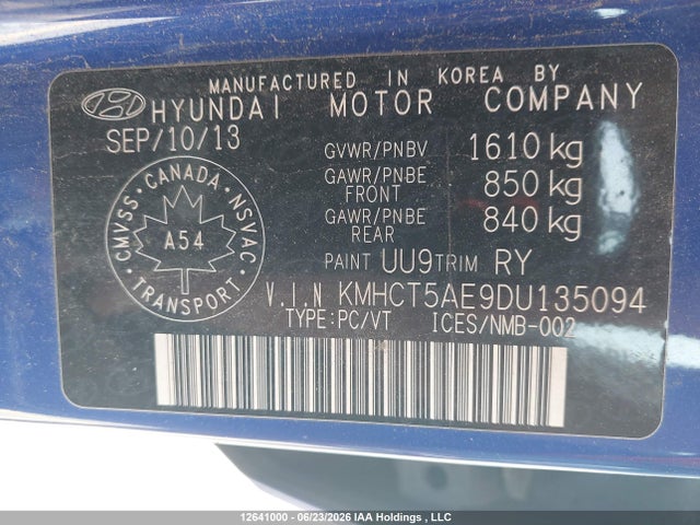 Продаж на аукціоні авто 2013 Hyundai Accent L, vin: KMHCT5AE9DU135094, номер лоту: 12641000