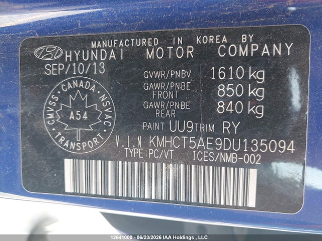 Продаж на аукціоні авто 2013 Hyundai Accent L, vin: KMHCT5AE9DU135094, номер лоту: 12641000
