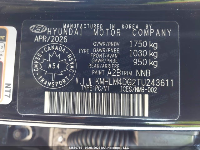 12650756 :رقم المزاد ، KMHLM4DG2TU243611 vin ، 2026 Hyundai Elantra Sel Sport مزاد بيع