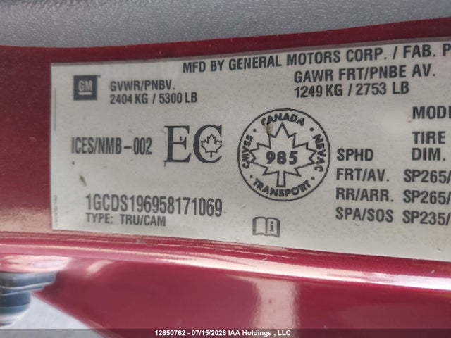 2005 Chevrolet Colorado Ls მანქანა იყიდება აუქციონზე, vin: 1GCDS196958171069, აუქციონის ნომერი: 12650762