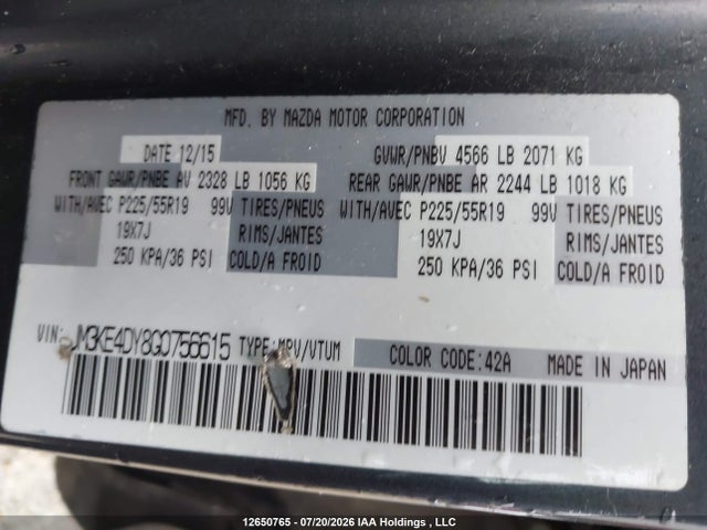 Aukcja sprzedaży 2016 Mazda Cx-5 Gt, vin: JM3KE4DY8G0756615, numer aukcji: 12650765