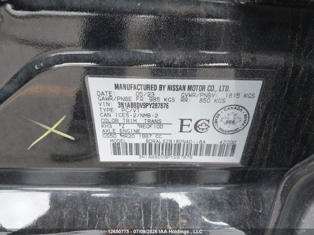 Nissan Sentra Sr/sr Midnight Edition 2023 3N1AB8DV9PY287876 Image 9