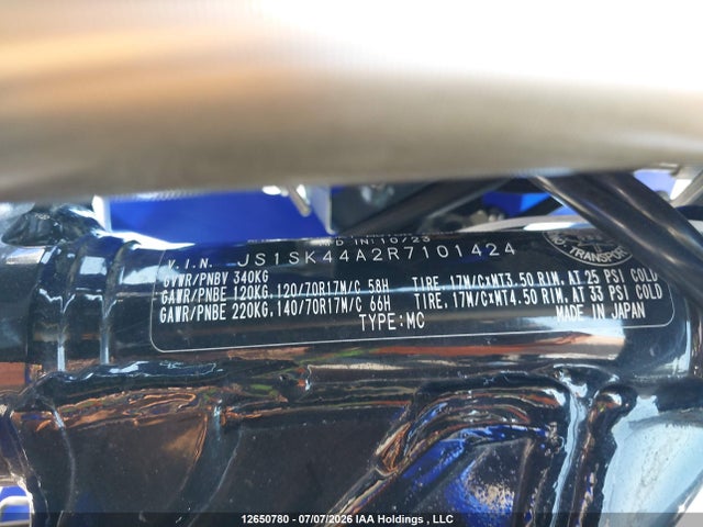 12650780 :رقم المزاد ، JS1SK44A2R7101424 vin ، 2024 Suzuki Dr-z400 Sm مزاد بيع