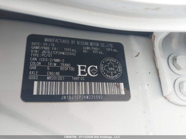 Продаж на аукціоні авто 2019 Nissan Qashqai S/sv, vin: JN1BJ1CP2KW225592, номер лоту: 12650786