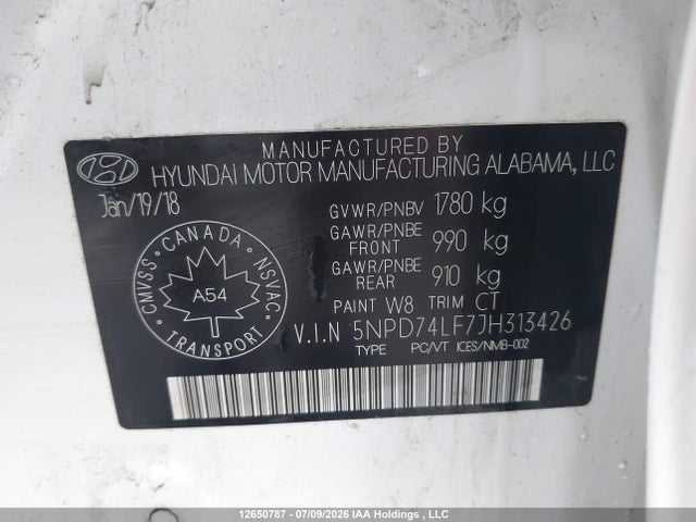Hyundai ELANTRA SE 2018 5NPD74LF7JH313426 Image 9