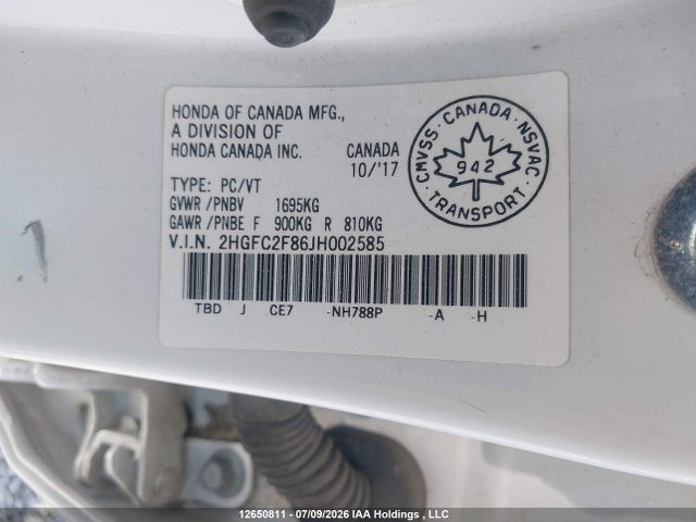 Honda Civic Ex 4dr 2018 2HGFC2F86JH002585 Image 9