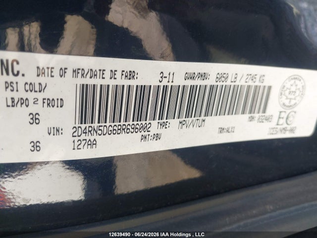 Продаж на аукціоні авто 2011 Dodge Grand Caravan Crew, vin: 2D4RN5DG6BR696002, номер лоту: 12639490