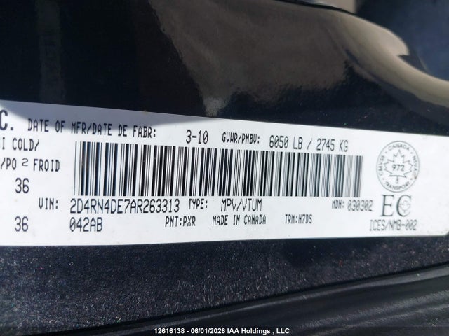 Aukcja sprzedaży 2010 Dodge Grand Caravan Se, vin: 2D4RN4DE7AR263313, numer aukcji: 12616138