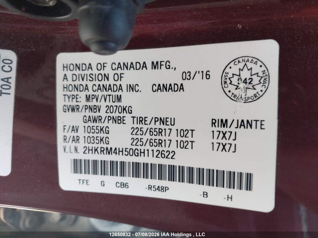 Honda CR-V EX 2016 2HKRM4H50GH112622 Image 18