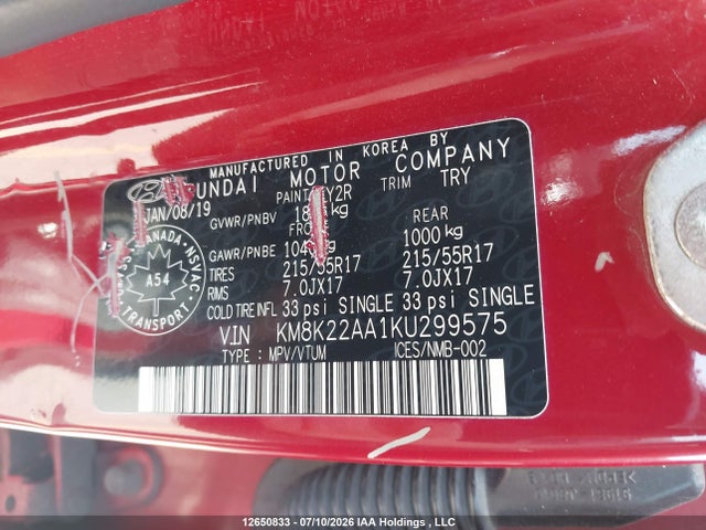KM8K22AA1KU299575 Hyundai Kona 2.0l Preferred