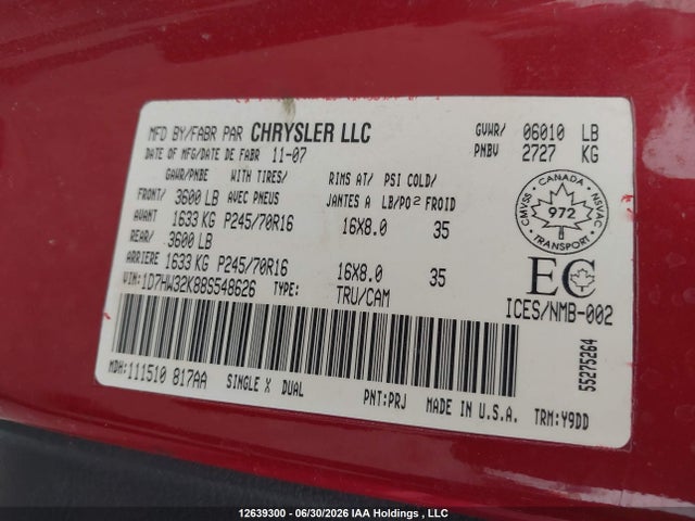 Продаж на аукціоні авто 2008 Dodge Dakota Sxt, vin: 1D7HW32K88S548626, номер лоту: 12639300