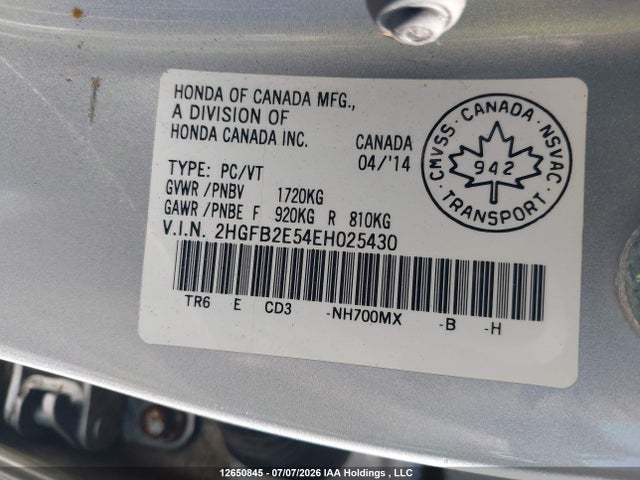 Honda CIVIC EX 2014 2HGFB2E54EH025430 Image 18