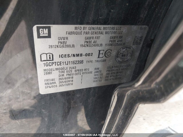 1GCPTCE11J1162398 Chevrolet Colorado Lt