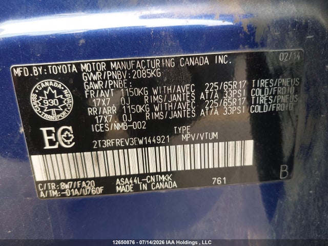 Toyota Rav4 Xle 2014 2T3RFREV3EW144921 Image 9