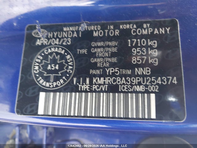 Продаж на аукціоні авто 2023 Hyundai Venue Preferred, vin: KMHRC8A39PU254374, номер лоту: 12642452