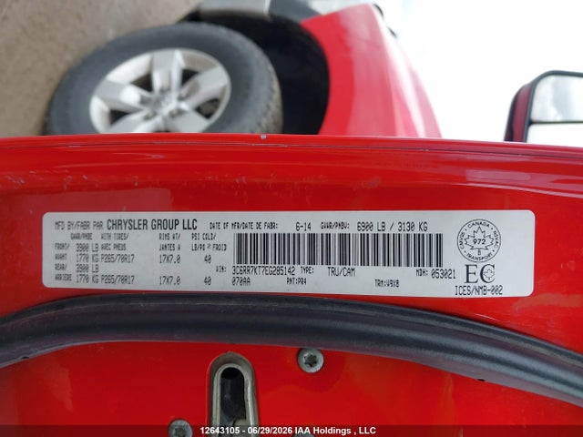 12643105 :رقم المزاد ، 3C6RR7KT7EG285142 vin ، 2014 Ram 1500 St مزاد بيع