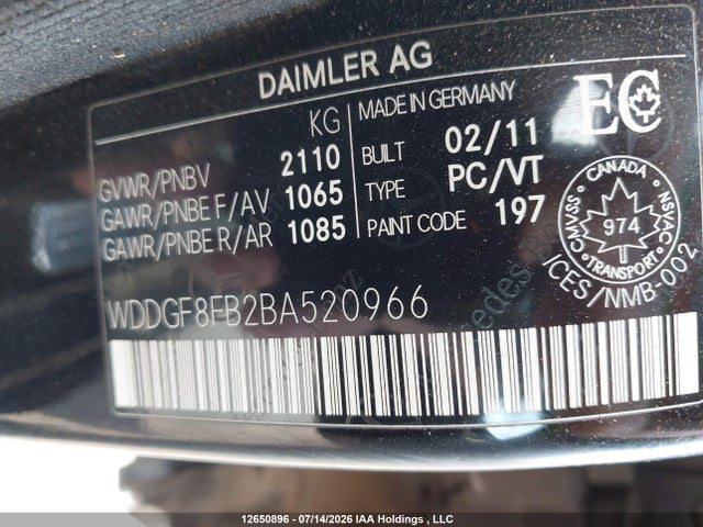 Aukcja sprzedaży 2011 Mercedes-benz C 250 4matic, vin: WDDGF8FB2BA520966, numer aukcji: 12650896