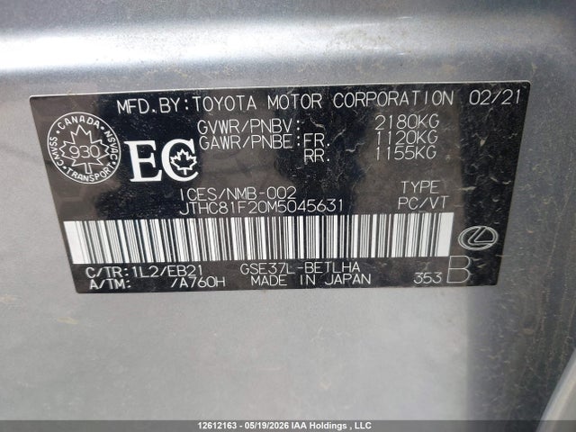 Lexus Is 300 300 2021 JTHC81F20M5045631 Image 9