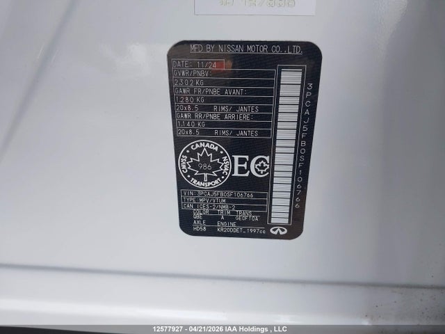 3PCAJ5FB0SF106766 Infiniti Qx50 Sport