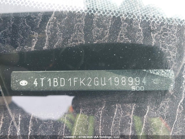 12650901 :رقم المزاد ، 4T1BD1FK2GU198994 vin ، 2016 Toyota Camry Hybrid مزاد بيع