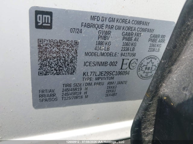 Aukcja sprzedaży 2025 Chevrolet Trax 2rs Fwd, vin: KL77LJE29SC106094, numer aukcji: 12650912