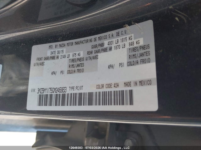 Aukcja sprzedaży 2016 Mazda Mazda3 Gs, vin: 3MZBM1V75GM246863, numer aukcji: 12649383