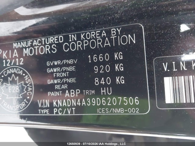 2013 Kia Rio მანქანა იყიდება აუქციონზე, vin: KNADN4A39D6207506, აუქციონის ნომერი: 12650939