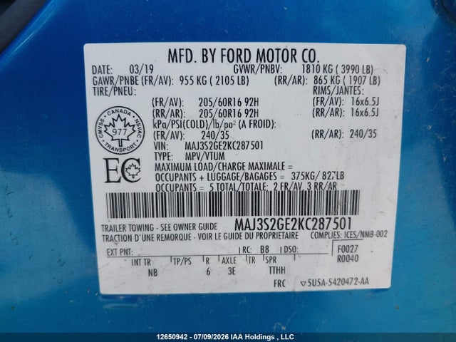 Ford Ecosport Se 2019 MAJ3S2GE2KC287501 Image 9