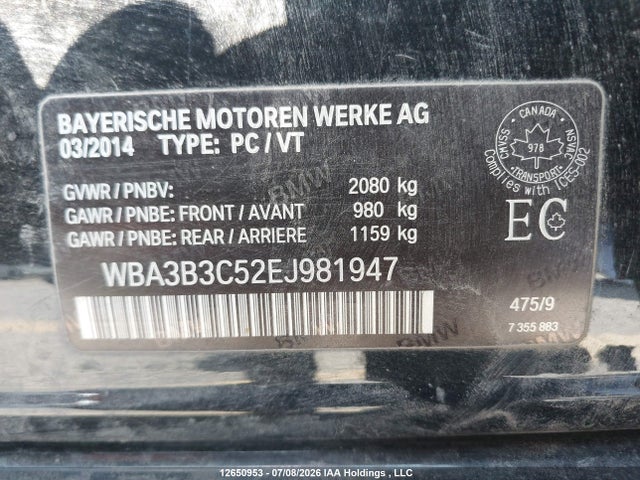 BMW 328i Xdrive 2014 WBA3B3C52EJ981947 Image 9