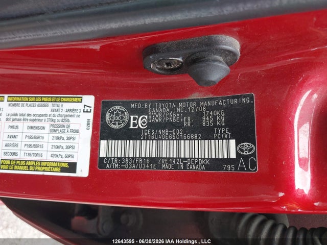 12643595 :رقم المزاد ، 2T1BU40E69C166882 vin ، 2009 Toyota Corolla Ce مزاد بيع