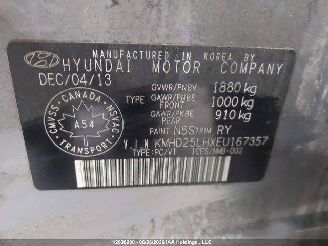 Продаж на аукціоні авто 2014 Hyundai Elantra Gt Gl, vin: KMHD25LHXEU167357, номер лоту: 12638290