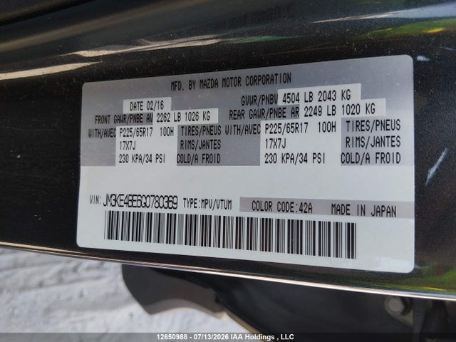 Mazda CX-5 SPORT 2016 JM3KE4BE6G0780369 Image 9