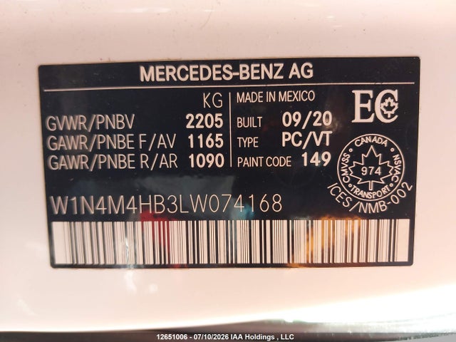 2020 Mercedes-benz Glb 250 4matic მანქანა იყიდება აუქციონზე, vin: W1N4M4HB3LW074168, აუქციონის ნომერი: 12651006