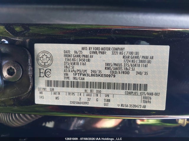 Ford F-150 Xlt 2025 1FTFW3L86SKE50979 Image 9
