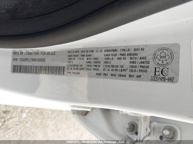 Продажа на аукционе авто 2024 Ram 1500 Rebel, vin: 1C6SRFLT9RN156925, номер лота: 12651011