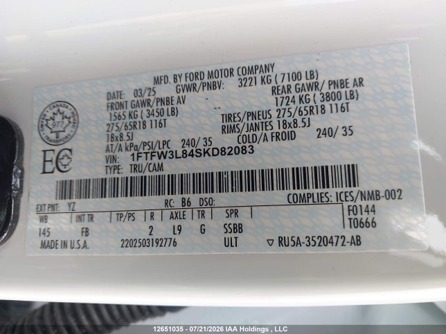 Ford F150 Xlt 2025 1FTFW3L84SKD82083 Image 9