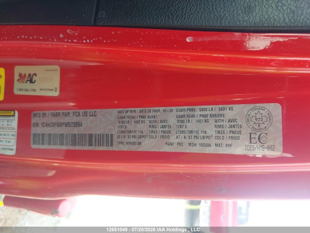 12651049 :رقم المزاد ، 1C4HJXFNXPW573894 vin ، 2023 Jeep Wrangler Rubicon مزاد بيع