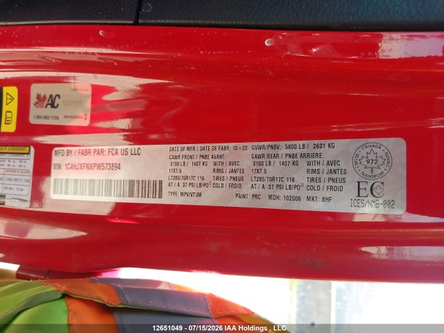 12651049 :رقم المزاد ، 1C4HJXFNXPW573894 vin ، 2023 Jeep Wrangler Rubicon مزاد بيع