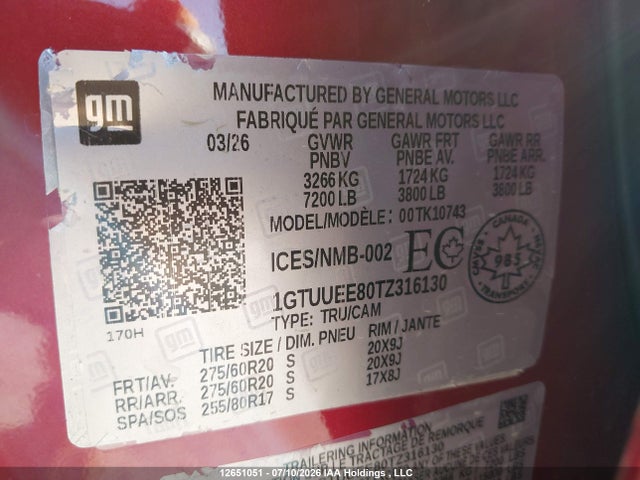 1GTUUEE80TZ316130 GMC Sierra K1500 At4