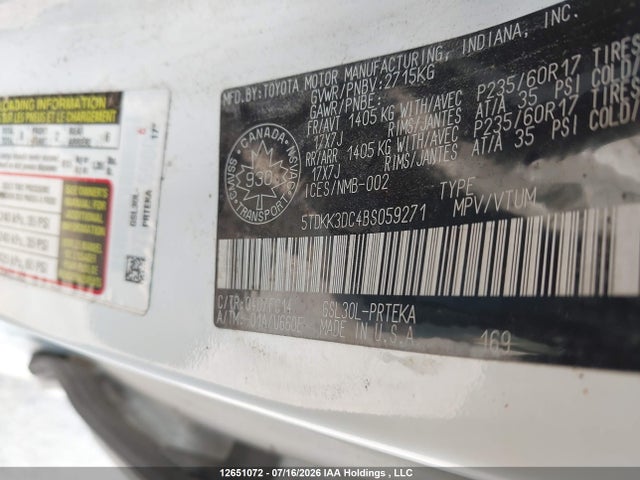 Продаж на аукціоні авто 2011 Toyota Sienna Le, vin: 5TDKK3DC4BS059271, номер лоту: 12651072