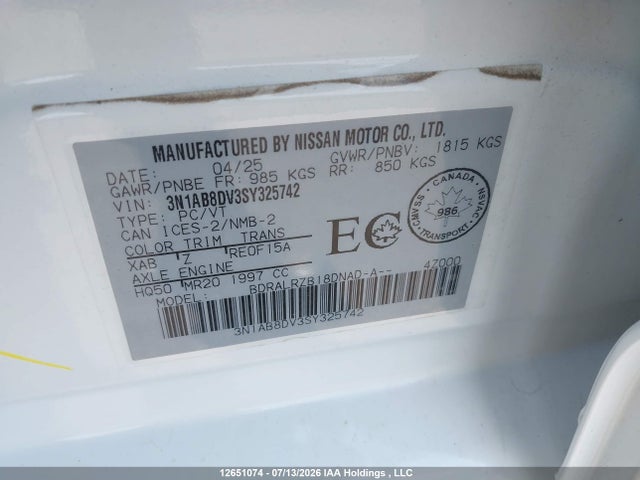 Nissan SENTRA SR 2025 3N1AB8DV3SY325742 Image 19