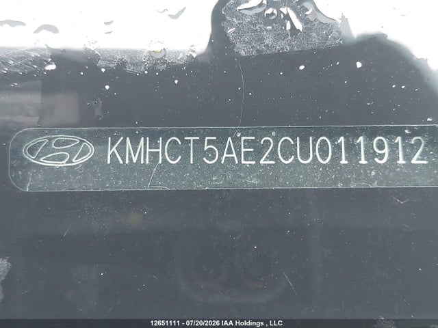 12651111 :رقم المزاد ، KMHCT5AE2CU011912 vin ، 2012 Hyundai Accent Gls/gs مزاد بيع