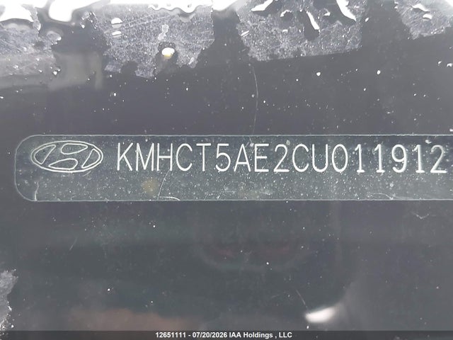 12651111 :رقم المزاد ، KMHCT5AE2CU011912 vin ، 2012 Hyundai Accent Gls/gs مزاد بيع